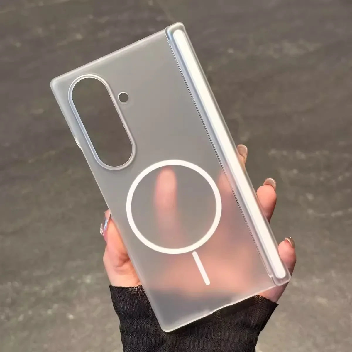 Transparent For Magsafe Magnetic Center Axis Case For Samsung Galaxy ZFold 7 Z Fold Flip 5 6 4 Hard Matte Thin Shockproof Cover