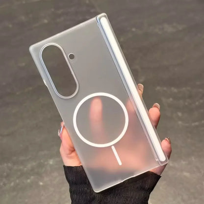 Transparent For Magsafe Magnetic Center Axis Case For Samsung Galaxy ZFold 7 Z Fold Flip 5 6 4 Hard Matte Thin Shockproof Cover