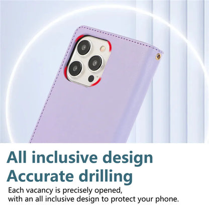 Crossbody Lanyard Leather Zip Wallet Card Slot Phone Case for Samsung Galaxy Z Fold 7 6 5 4 3 Wrist Strap Flip Stand Cover Etui