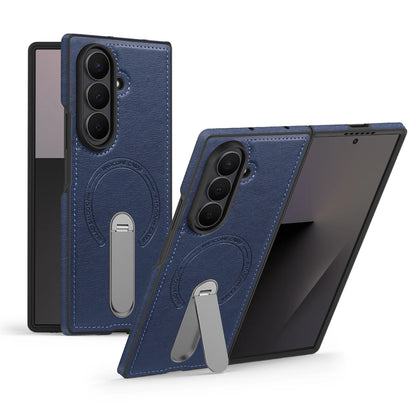 Fold 7 Strong Magnetic Phone Case for Samsung Galaxy Z Fold 7 6 5 4 3 Wireless Charging Metal Rotating Bracket Pu Leather Cover