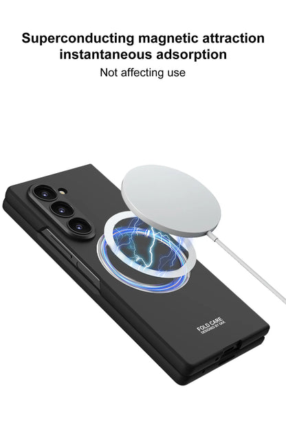 Z Fold 7 Magnetic Wireless Charging Phone Case for Samsung Galaxy Z Fold 7 Screen Protect Film Slim PC Foldable Matte Tough Cover