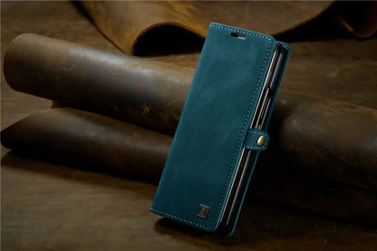 Retor Magnetic Leather Wallet Card Slots Phone Case for Samsung Galaxy Z Fold 7 6 5 4  Fold6 Fold5 Fold4 Flip Stand Cover Bag