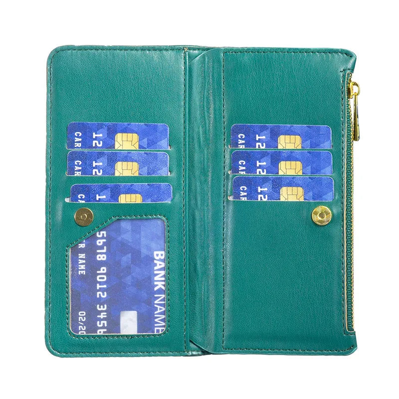 Luxury Lanyard Zipper Wallet Card Slot Phone Case For Samsung Galaxy Z Fold 7 6 5 4 3 Fold6 Fold5 Fold4 Leather Flip Stand Cover