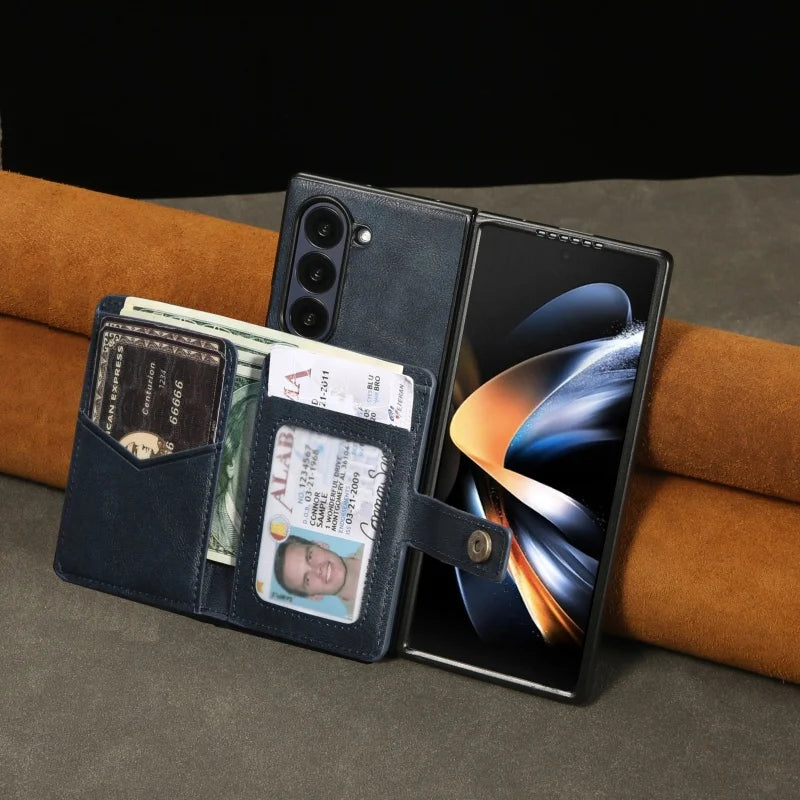 MagSafe Wireless Charging Wallet Card Phone Case For Samsung Galaxy Z Fold 7 6 5 4 3 Fold7 Fold6 Fold5 Flip Purse Holder Cover