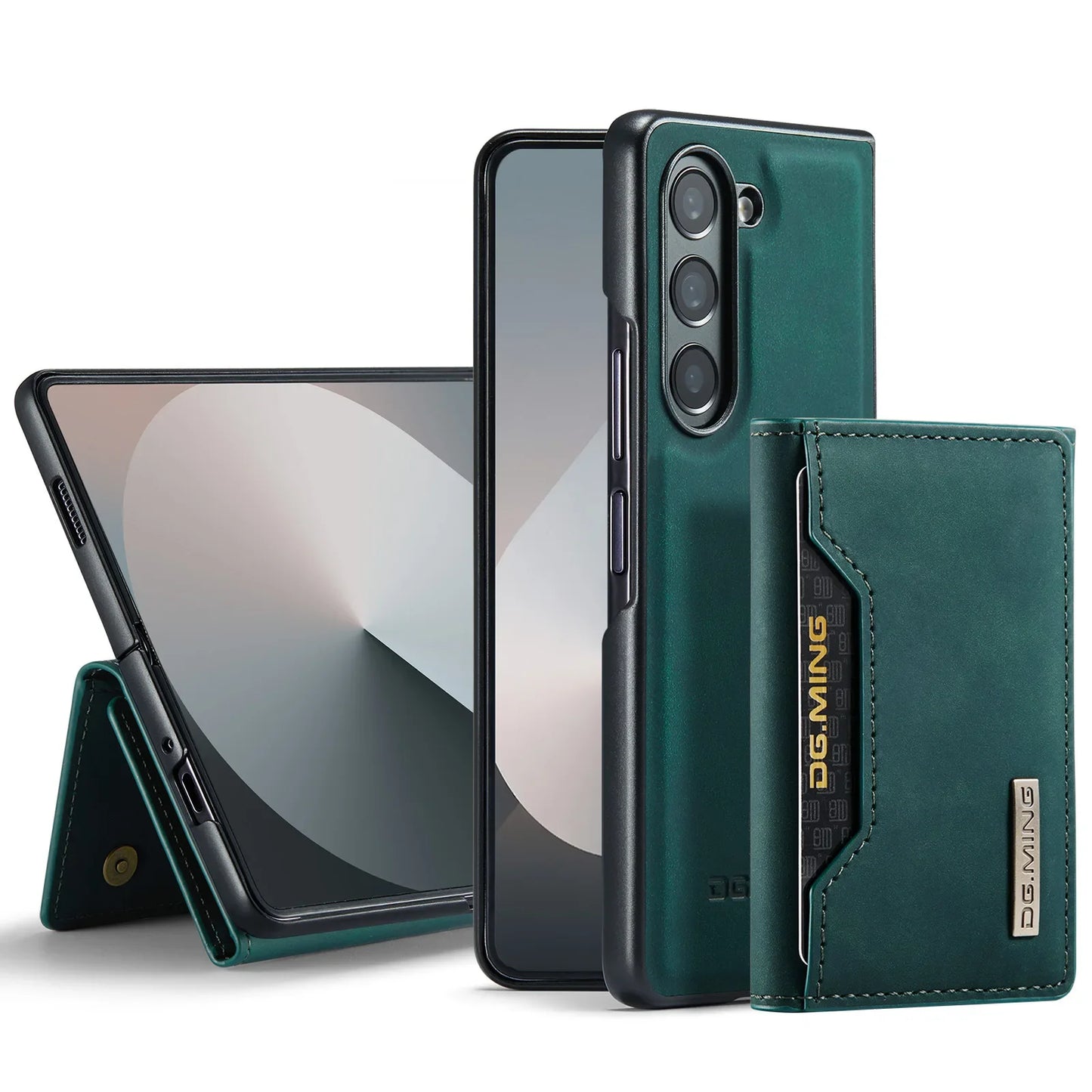 Z Fold 7 Phone Case for Samsung Galaxy Z Fold 6 5 4 3 Magnetic Detachable Metal Button Card Slot Bracket Wallet Pu Leather Cover