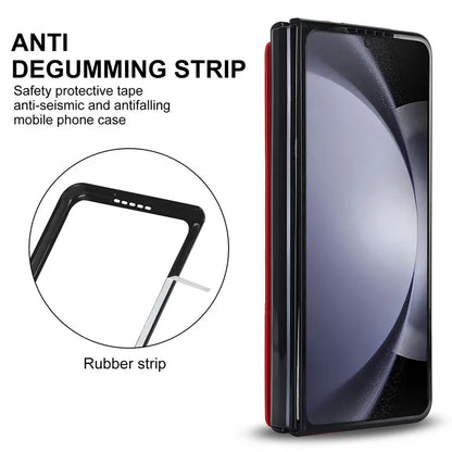 Pen Slot Leather Wallet Card Phone Case for Samsung Galaxy Z Fold 7 6 5 4 3 Fold6 Fold5 Fold4 Fold3 Retor Flip Stand Cover Etui