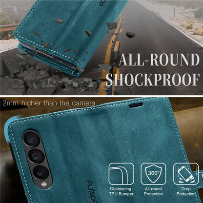 Retor Magnetic Leather Wallet Card Slots Phone Case for Samsung Galaxy Z Fold 7 6 5 4  Fold6 Fold5 Fold4 Flip Stand Cover Bag