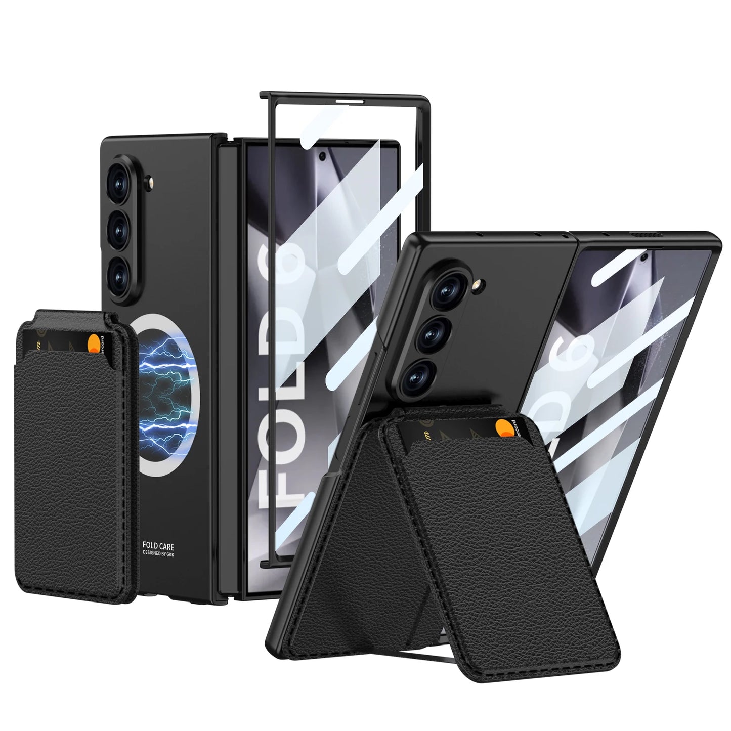 GKK Magnetic Wireless Charge Case For Samsung Galaxy Z Fold 7 6 Screen Glass Card Package Holder Cover For Galaxy Z Fold7 Case