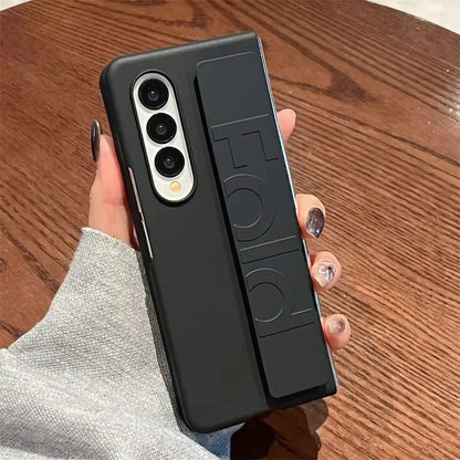 Luxury Wrist Strap Holder Phone Case For Samsung Z Fold 7 Cases Ultra Thin Matte PC Silicone Cover For Samsung Z Fold 6 5 4 3