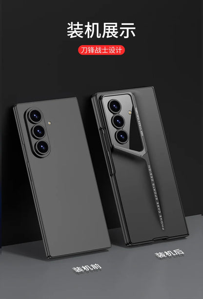 Fine Hole Matte PC Phone Case + Steel Film for Samsung Galaxy Z Fold 7 Zfold 6 5 4 Ultrathin Full Coverage Protective Hard Cover