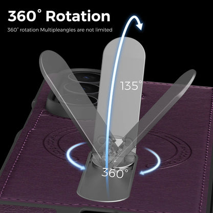 Fold 7 Strong Magnetic Phone Case for Samsung Galaxy Z Fold 7 6 5 4 3 Wireless Charging Metal Rotating Bracket Pu Leather Cover