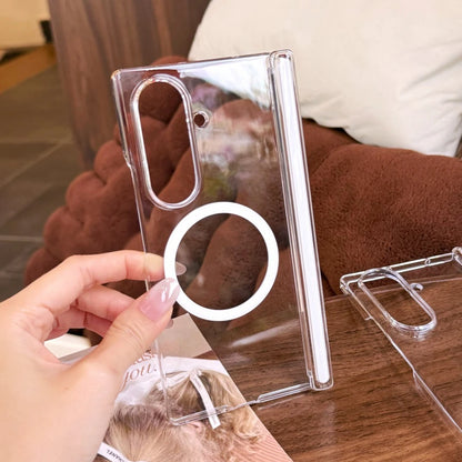 for Magsafe Transparent Hard Acrylic Case for Samsung Galaxy Z Fold 7 6 5 4 zfold Fold7 Magnetic Clear Shockproof Slim Cover
