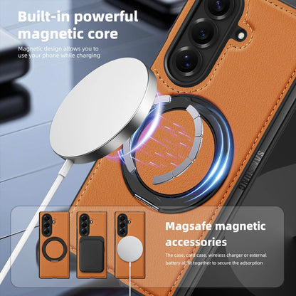 Ring Stand Magsafe Leather Case For Samsung Galaxy Z Fold 7 6 5 4 3 Z Fold7 Phone Case Magnetic Phone Cover Wireless Charging