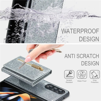 Glitter Magnetic Leather Zip Wallet Phone Case For Samsung Galaxy Z Fold 5 4 3
