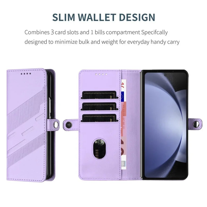 Thin Suede Leather Purse Phone Case for Samsung Galaxy Z Fold 7 6 5 4 3 Fold6 Fold5 Fold4 Fold3 Flip Stand Wallet Card Cover Bag