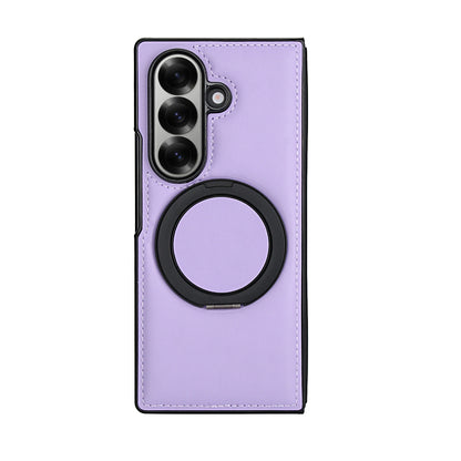 Rotating Bracket Pu Leather Phone Case for Samsung Galaxy Z Fold7 Z Fold 6 5 4 3 Magnetic Charging Camera Screen Protective Cover