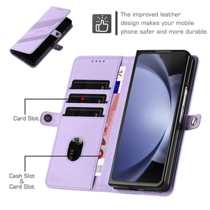 Thin Suede Leather Purse Phone Case for Samsung Galaxy Z Fold 7 6 5 4 3 Fold6 Fold5 Fold4 Fold3 Flip Stand Wallet Card Cover Bag