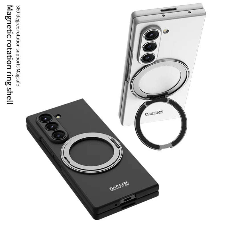Matte Skin Feeling Magnetic Case For Samsung Galaxy Z Fold 7 3 4 5 6 Rotating bracket Magsafe Wireless Charger Slim PC Cover