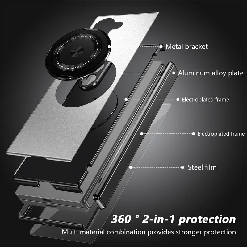 Magsafe Magnetic Hinge Case For Samsung Galaxy Z Fold 7 3 4 5 Fold 6 Screen Glass All inclusive Folding Bracket Protective Cover