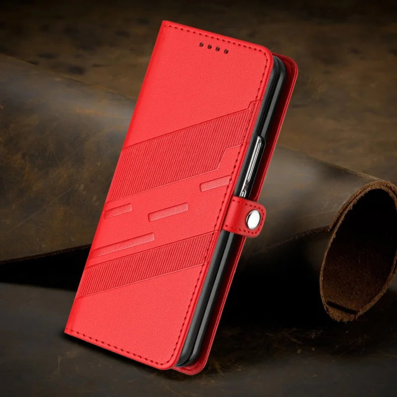 Thin Suede Leather Purse Phone Case for Samsung Galaxy Z Fold 7 6 5 4 3 Fold6 Fold5 Fold4 Fold3 Flip Stand Wallet Card Cover Bag