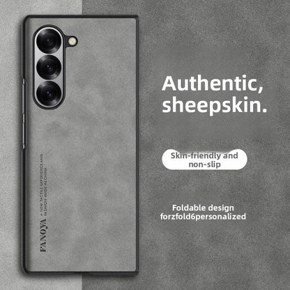Luxury Sheepskin Leather TPU Camera Protect Sheepskin Fold Soft Phone Case for Samsung Galaxy Z Fold 7 6 5 4 3 Skin Feel Cover