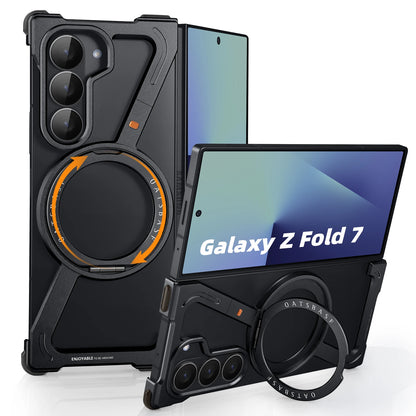 Oatsbasf Z Case for Samsung Galaxy Z Fold 7 Bumper Case with 360° Rotatable Magnetic Metal Kickstand,Frameless Minimalist Cover