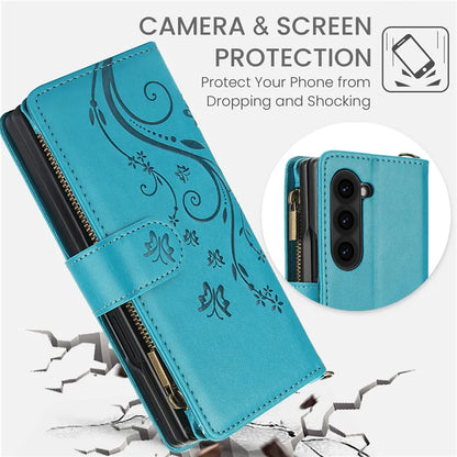 Lanyard Leather Zipper Wallet Multi Card Phone Case for Samsung Galaxy Z Fold 7 6 5 4 3 Fold6 Fold5 Fold4 Fold3 Flip Stand Cover