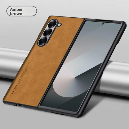 Luxury Sheepskin Leather TPU Camera Protect Sheepskin Fold Soft Phone Case for Samsung Galaxy Z Fold 7 6 5 4 3 Skin Feel Cover