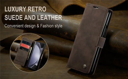 CaseMe Retor Leather Wallet Card Slot Phone Case for Samsung Galaxy Z Fold 7 6 5 4 Fold5 Fold6 Shockproof Flip Stand Cover Coque