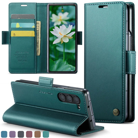 Luxury Magnetic Leather Wallet Multi Card Phone Case for Samsung Galaxy Z Fold 7 6 5 Fold6 Fold5 Shockproof Stand Cover Back Bag