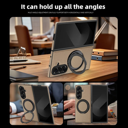 Ring Stand Magsafe Leather Case For Samsung Galaxy Z Fold 7 6 5 4 3 Z Fold7 Phone Case Magnetic Phone Cover Wireless Charging