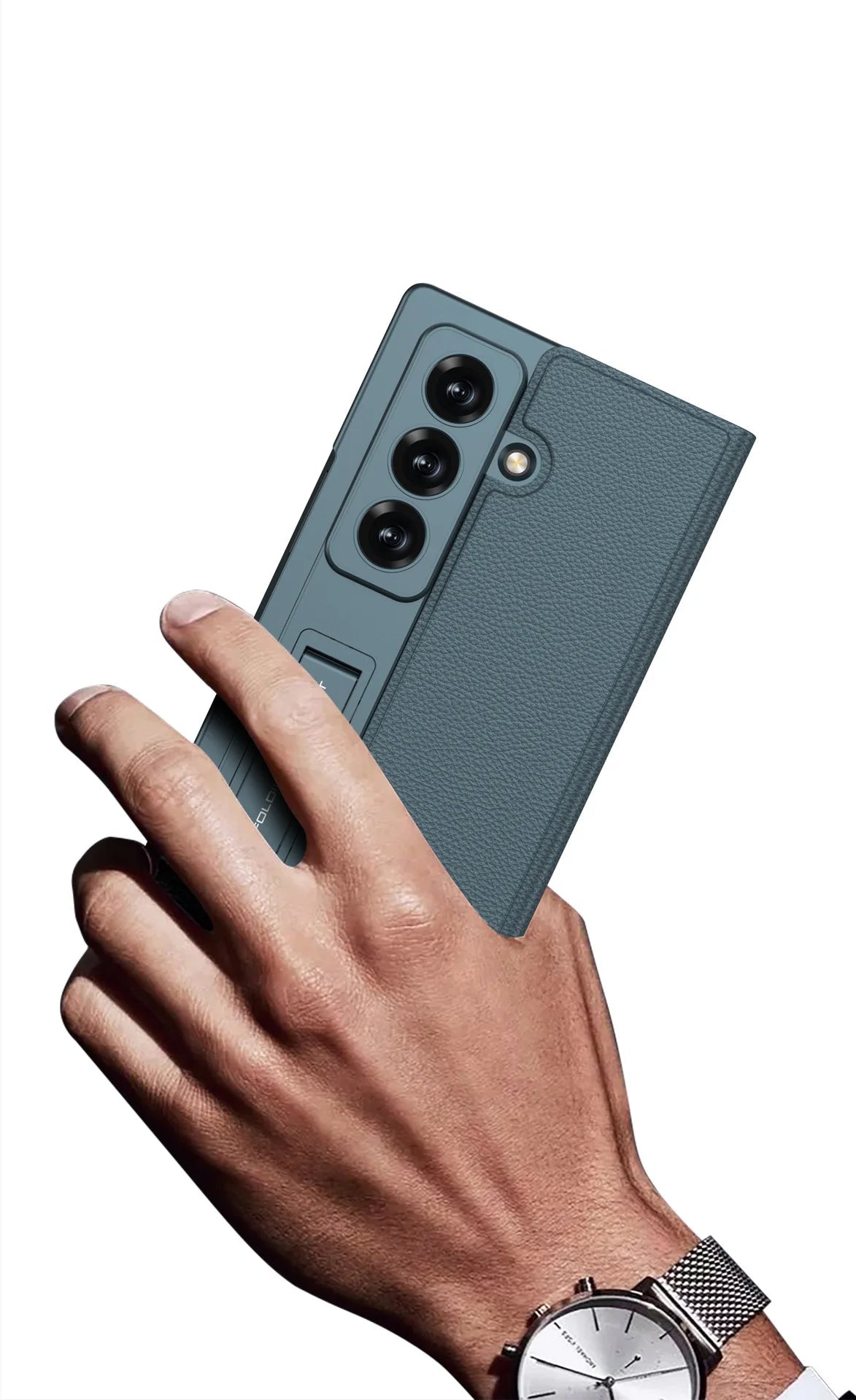 Fold7 Film+Phone Case for Samsung Galaxy Z Fold 7 Card Holder Magnetic Buckle Wallet Flip Wireless Charging Stand Leather Cover