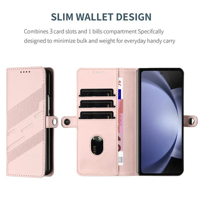 Thin Suede Leather Purse Phone Case for Samsung Galaxy Z Fold 7 6 5 4 3 Fold6 Fold5 Fold4 Fold3 Flip Stand Wallet Card Cover Bag