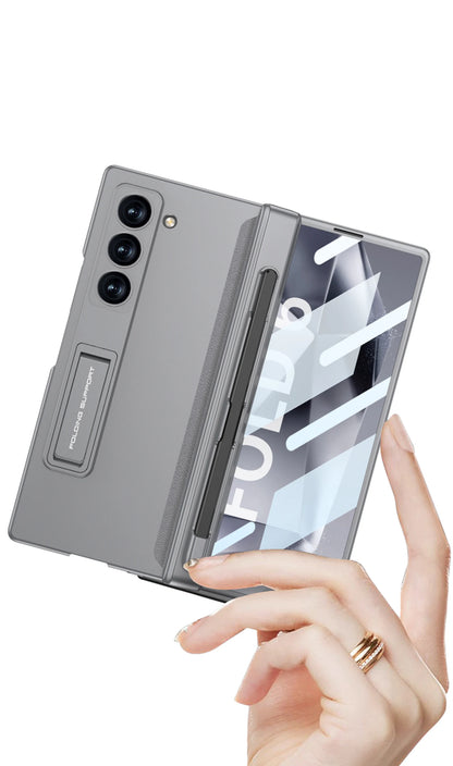 Hinge Protection Magnetic Pen Slot Cover For Samsung Galaxy Z Fold 6 5 4 3 5G Case Luxury Stand Hard PC Cover for Fold5 Fold6