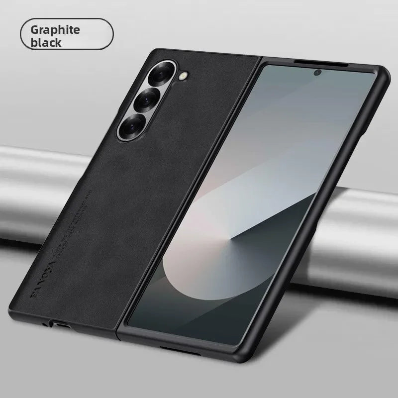 Luxury Sheepskin Leather TPU Camera Protect Sheepskin Fold Soft Phone Case for Samsung Galaxy Z Fold 7 6 5 4 3 Skin Feel Cover