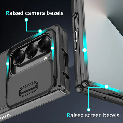 Luxury Slide Camera Protection Phone Case For Samsung Galaxy Z Fold 7 6 5 Fold6 Fold4 Fold5 ZFold7 Shockproof Armour Back Cover