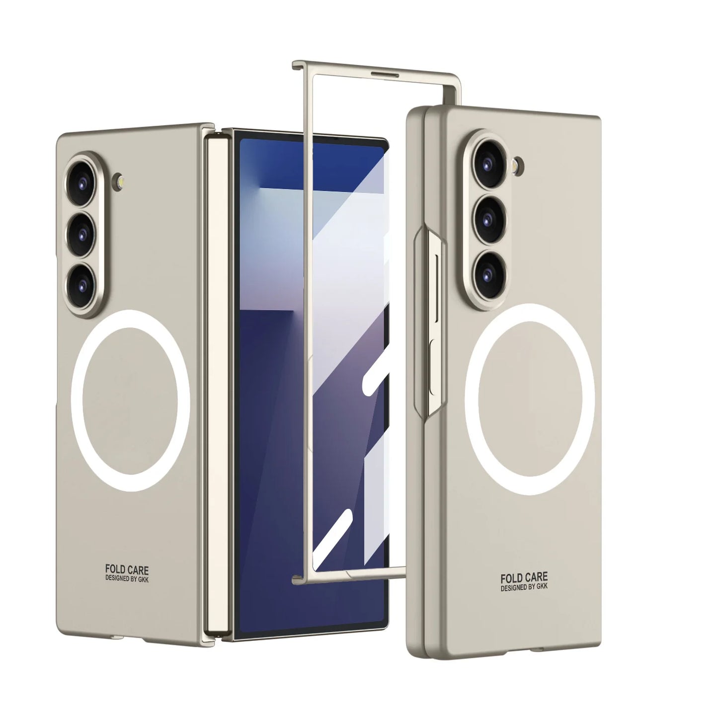 Z Fold 7 Magnetic Wireless Charging Phone Case for Samsung Galaxy Z Fold 7 Screen Protect Film Slim PC Foldable Matte Tough Cover