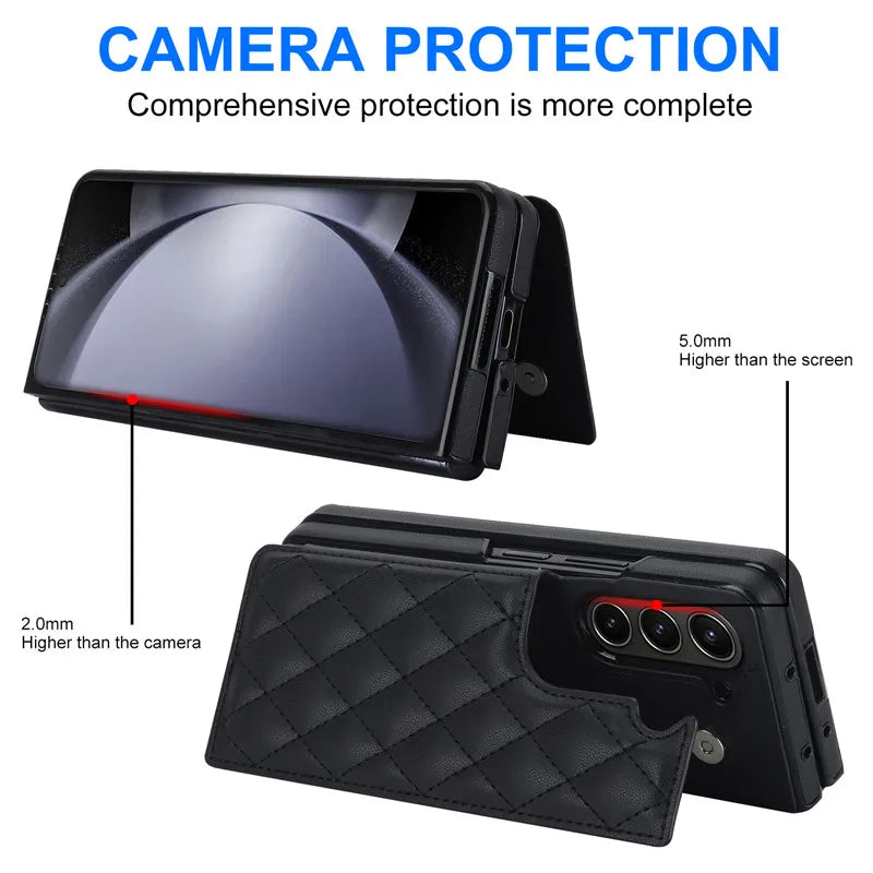 Leather Wallet Card Phone Case for Samsung Galaxy Z Fold 6 5 4 3 Fold6 Fold5 Fold4 Fold3 Shockproof Flip Stand Cover Hoesje Etui