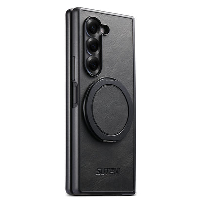 Oil Wax Leather Flip Phone Case for Samsung Galaxy Z Fold 7 Zfold6 5 Magnetic Wireless Charging Hardware Ring Bracket Back Cover