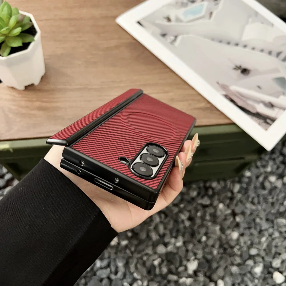 High end Carbon Fiber Magnetic Hinge Magsafe Phone Case For Samsung Galaxy Z Fold 7 6 5 4 3 5g Wireless Charging Bumper Cover