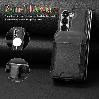 Stable Support Leather Magnetic Wallet Case for Samsung Galaxy Z Fold 7 ZFold 6 5 4 3 Tempered Glass with Hinge Protection Cover