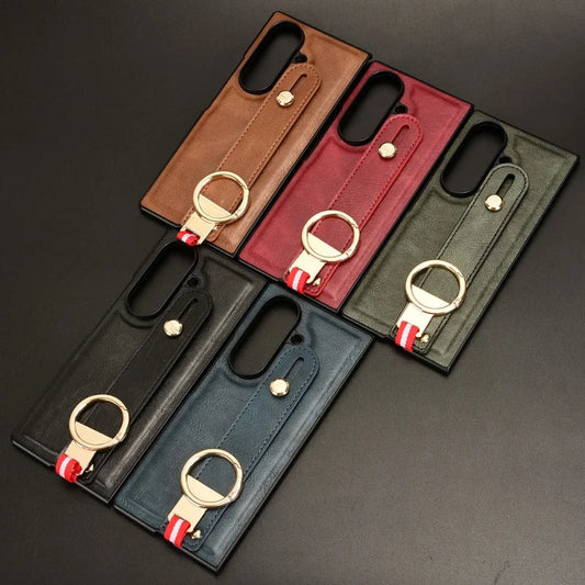 Samsung Galaxy Z Fold 7 New Anti-Shock Business Leather Wristband Cover Case For Samsung ZFold7 Non-Slip Protective Case