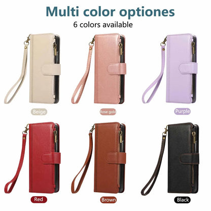 Lanyard+long Strap Crossbody Phone Case for Samsung Galaxy Z Fold 7 Fold6 5 4 3 Zipper&buckle Leather Card Holder Wallet Cover