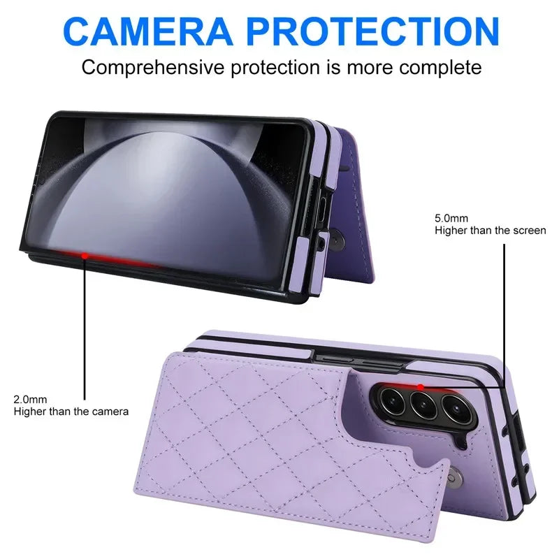 Leather Wallet Card Phone Case for Samsung Galaxy Z Fold 6 5 4 3 Fold6 Fold5 Fold4 Fold3 Shockproof Flip Stand Cover Hoesje Etui