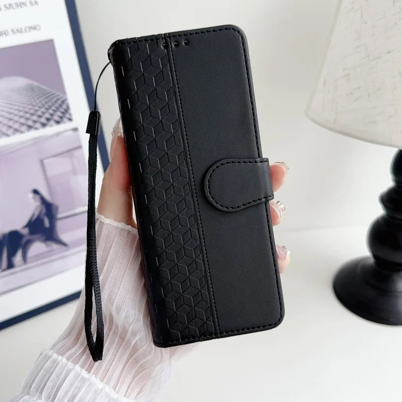 Luxury Leather Flip Purse Holder Phone Case For Samsung Galaxy Z Fold 7 6 5 4 3 Fold7 Fold6 Fold5 Wallet Card Cover Back Bag