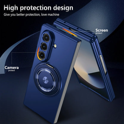 Luxury Military Armor Solid Color Magnetic 360 Bracket Phone Case For Samsung Z Fold 7 6 5 4 3 Wireless Charge Shockproof Cover