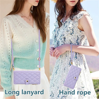 Crossbody Lanyard Leather Zip Wallet Card Slot Phone Case for Samsung Galaxy Z Fold 7 6 5 4 3 Wrist Strap Flip Stand Cover Etui