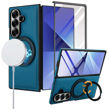 Magnetic Leather Ring Kickstand Case