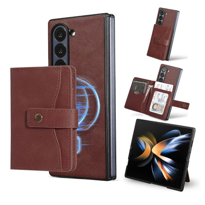 MagSafe Wireless Charging Wallet Card Phone Case For Samsung Galaxy Z Fold 7 6 5 4 3 Fold7 Fold6 Fold5 Flip Purse Holder Cover