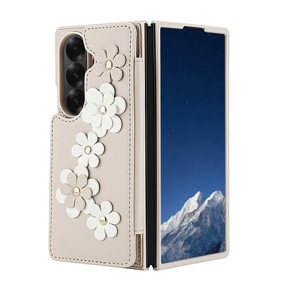 Long Lanyard Leather Wallet Card Slot Phone Case for Samsung Galaxy Z Fold 7 6 5 4 Wrist Strap Flip Purse Holder Cover Back Bag